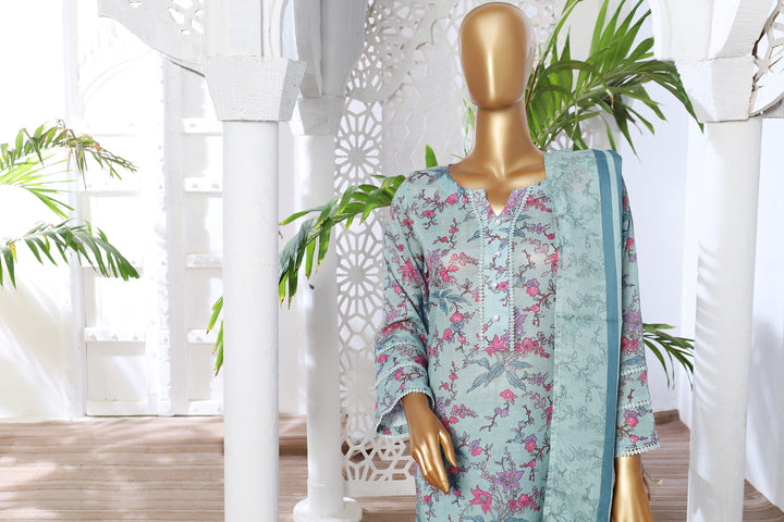 3 PIECE - DIGITAL PRINTED CHIKANKARI LAWN SUIT - PAK FABRICS