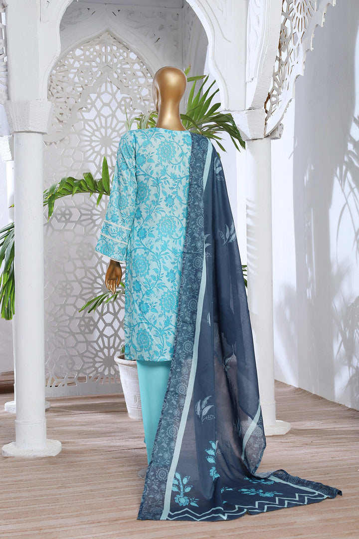 3 PIECE - DIGITAL PRINTED CHIKANKARI LAWN SUIT - PAK FABRICS