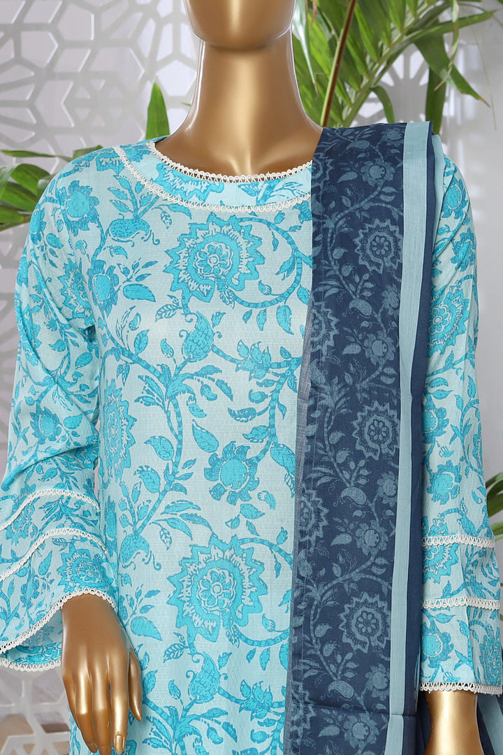 3 PIECE - DIGITAL PRINTED CHIKANKARI LAWN SUIT - PAK FABRICS