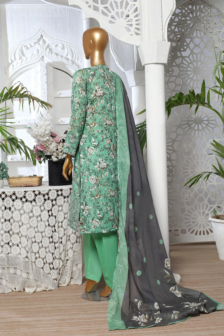 3 PIECE - DIGITAL PRINTED CHIKANKARI LAWN SUIT - PAK FABRICS