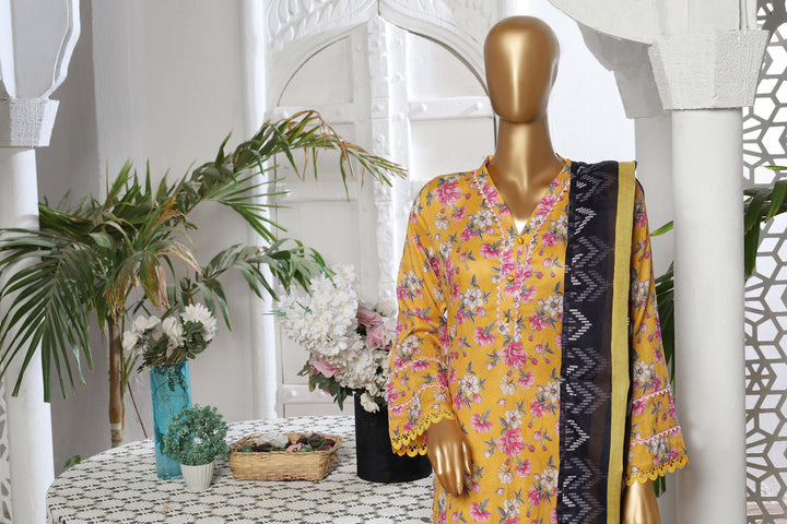 3 PIECE - DIGITAL PRINTED CHIKANKARI LAWN SUIT - PAK FABRICS