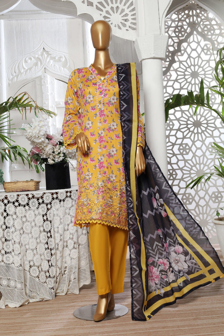 3 PIECE - DIGITAL PRINTED CHIKANKARI LAWN SUIT - PAK FABRICS