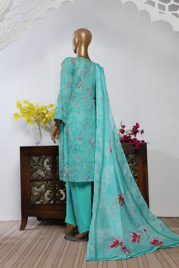 3 PIECE - DIGITAL PRINTED CHIKANKARI LAWN SUIT - PAK FABRICS