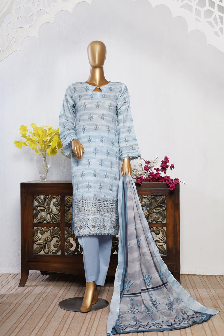 3 PIECE - DIGITAL PRINTED CHIKANKARI LAWN SUIT - PAK FABRICS