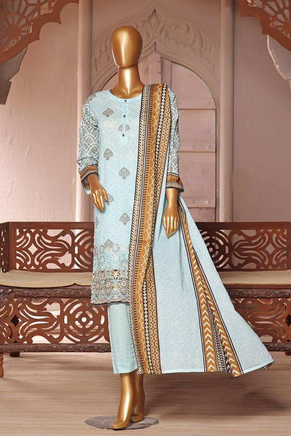 3 PIECE - DIGITAL PRINTED CHIKANKARI LAWN SUIT - PAK FABRICS