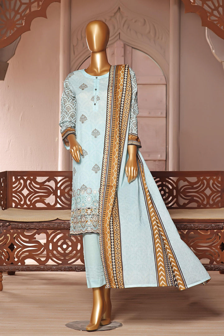 3 PIECE - DIGITAL PRINTED CHIKANKARI LAWN SUIT - PAK FABRICS