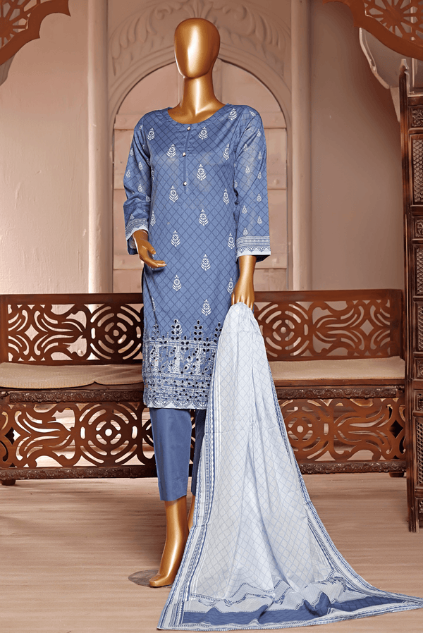 3 PIECE - DIGITAL PRINTED CHIKANKARI LAWN SUIT - PAK FABRICS