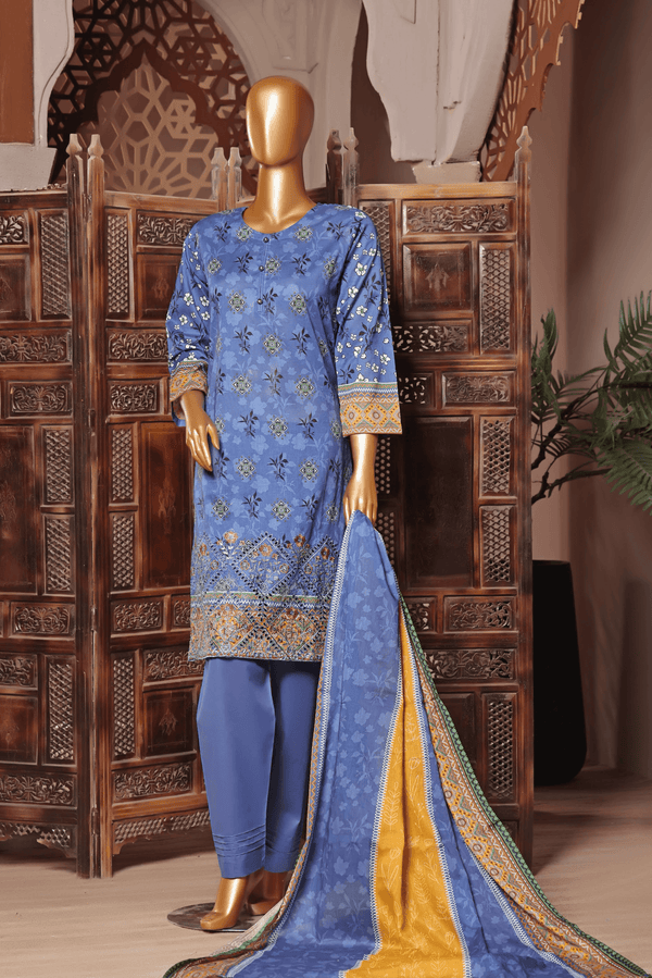 3 PIECE - DIGITAL PRINTED CHIKANKARI LAWN SUIT - PAK FABRICS