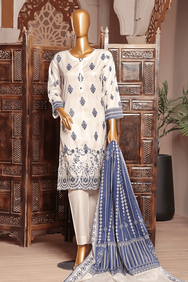 3 PIECE - DIGITAL PRINTED CHIKANKARI LAWN SUIT - PAK FABRICS