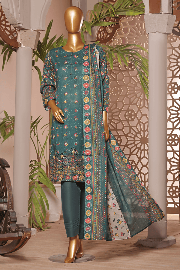3 PIECE - DIGITAL PRINTED CHIKANKARI LAWN SUIT - PAK FABRICS