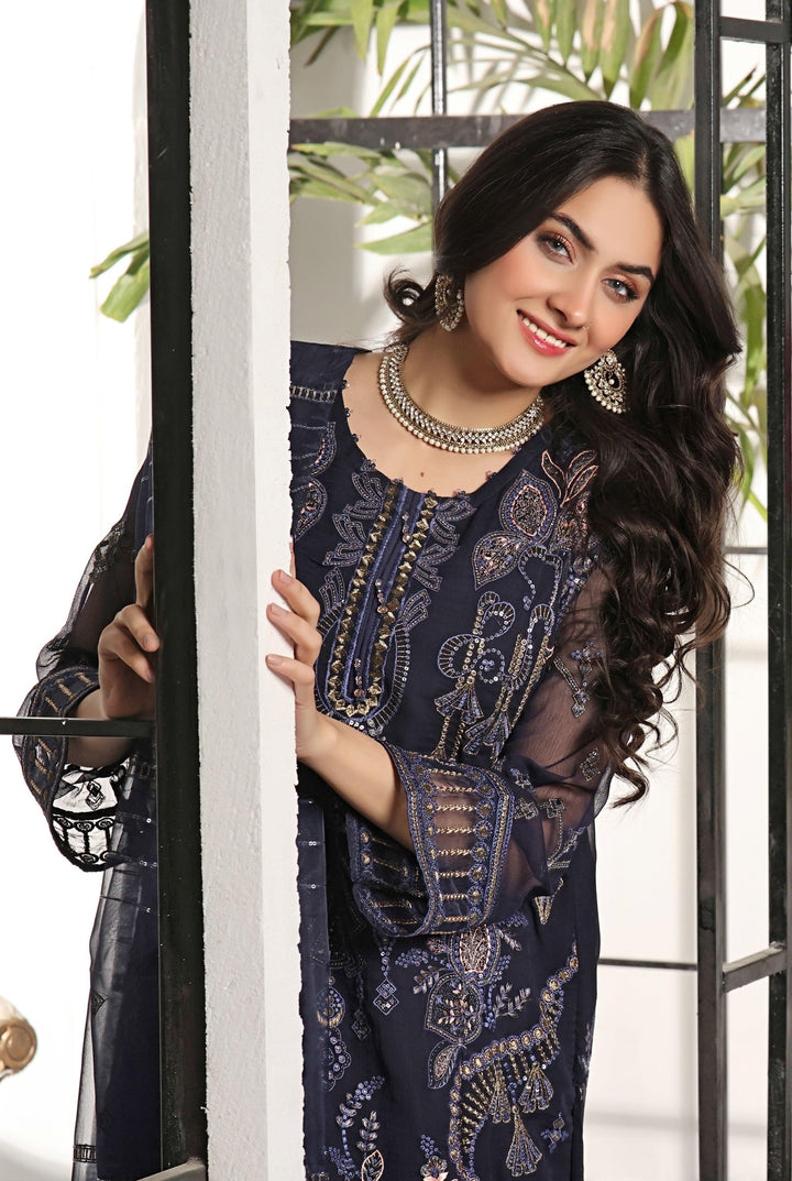 3 PIECE - EMBROIDERED CHIFFON SUIT - PAK FABRICS
