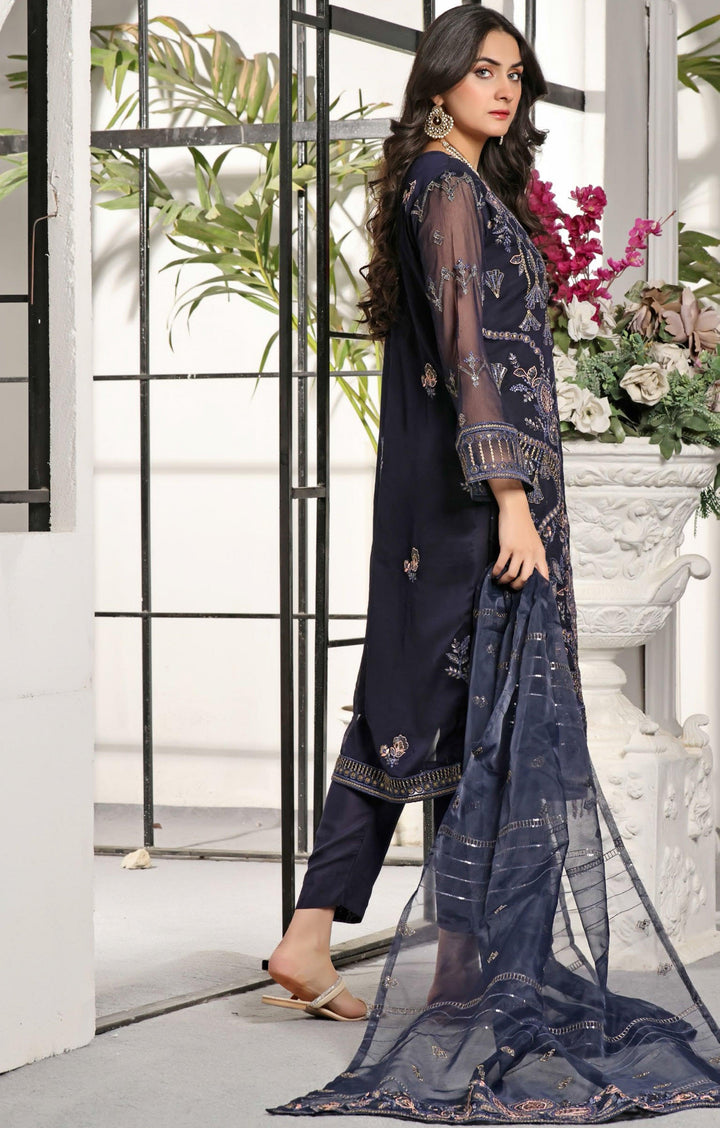 3 PIECE - EMBROIDERED CHIFFON SUIT - PAK FABRICS