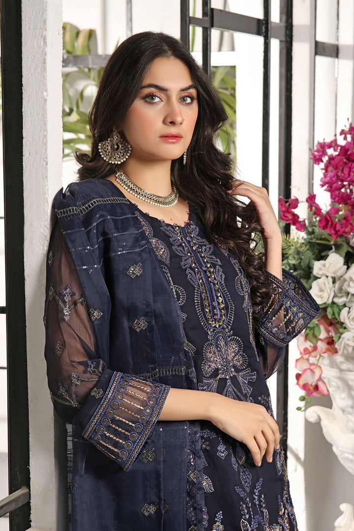 3 PIECE - EMBROIDERED CHIFFON SUIT - PAK FABRICS
