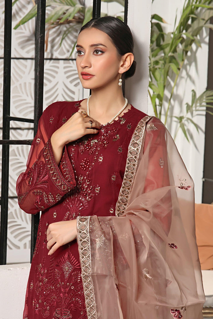 3 PIECE - EMBROIDERED CHIFFON SUIT - PAK FABRICS