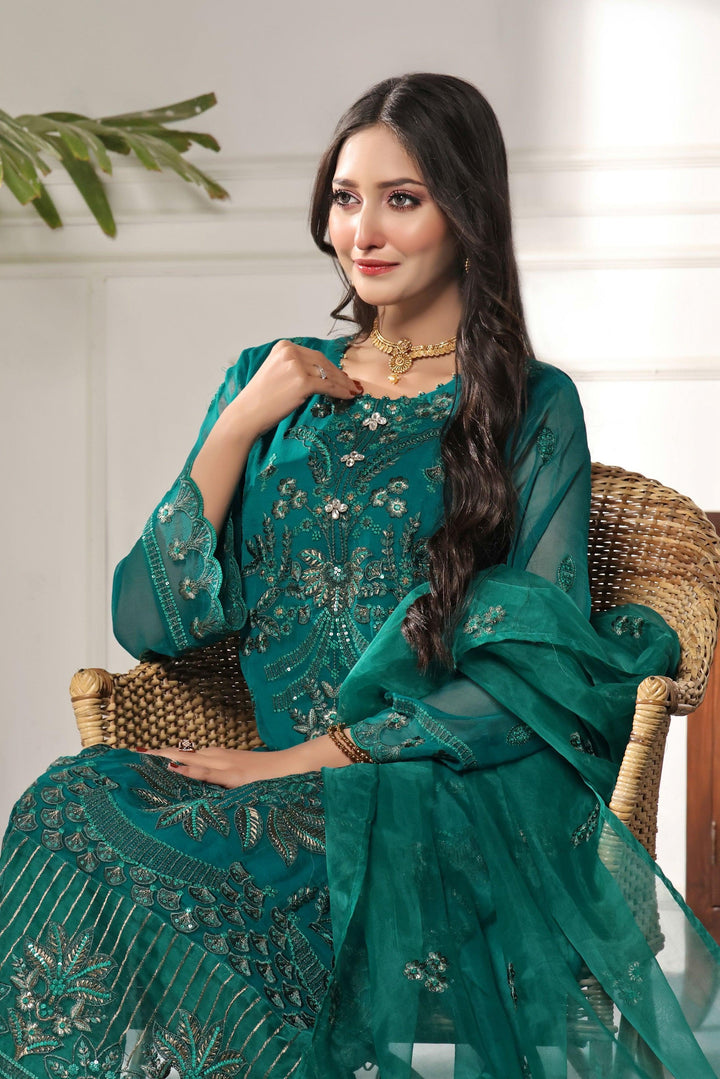 3 PIECE - EMBROIDERED CHIFFON SUIT - PAK FABRICS