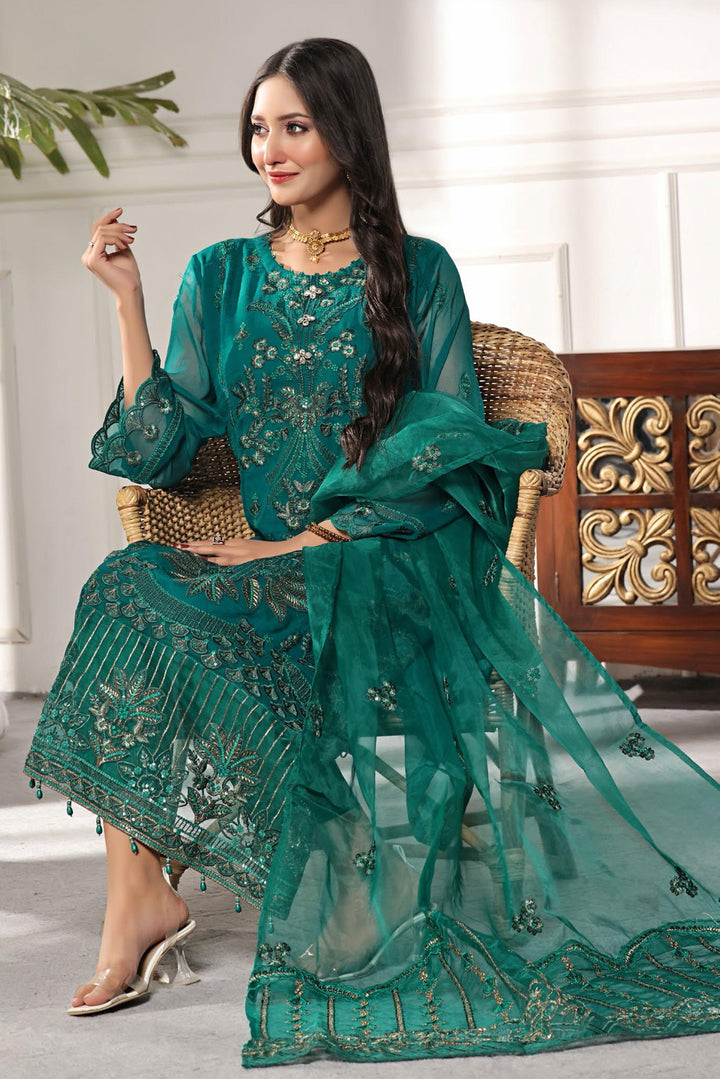 3 PIECE - EMBROIDERED CHIFFON SUIT - PAK FABRICS