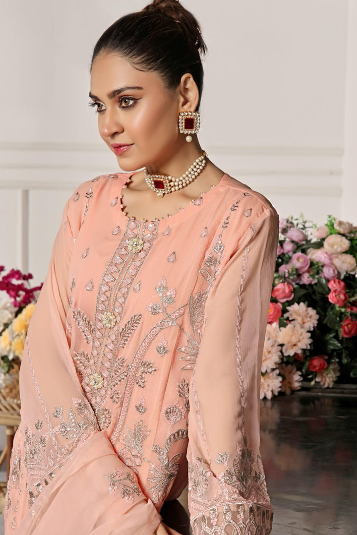 3 PIECE - EMBROIDERED CHIFFON SUIT - PAK FABRICS