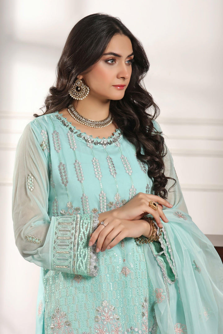 3 PIECE - EMBROIDERED CHIFFON SUIT - PAK FABRICS