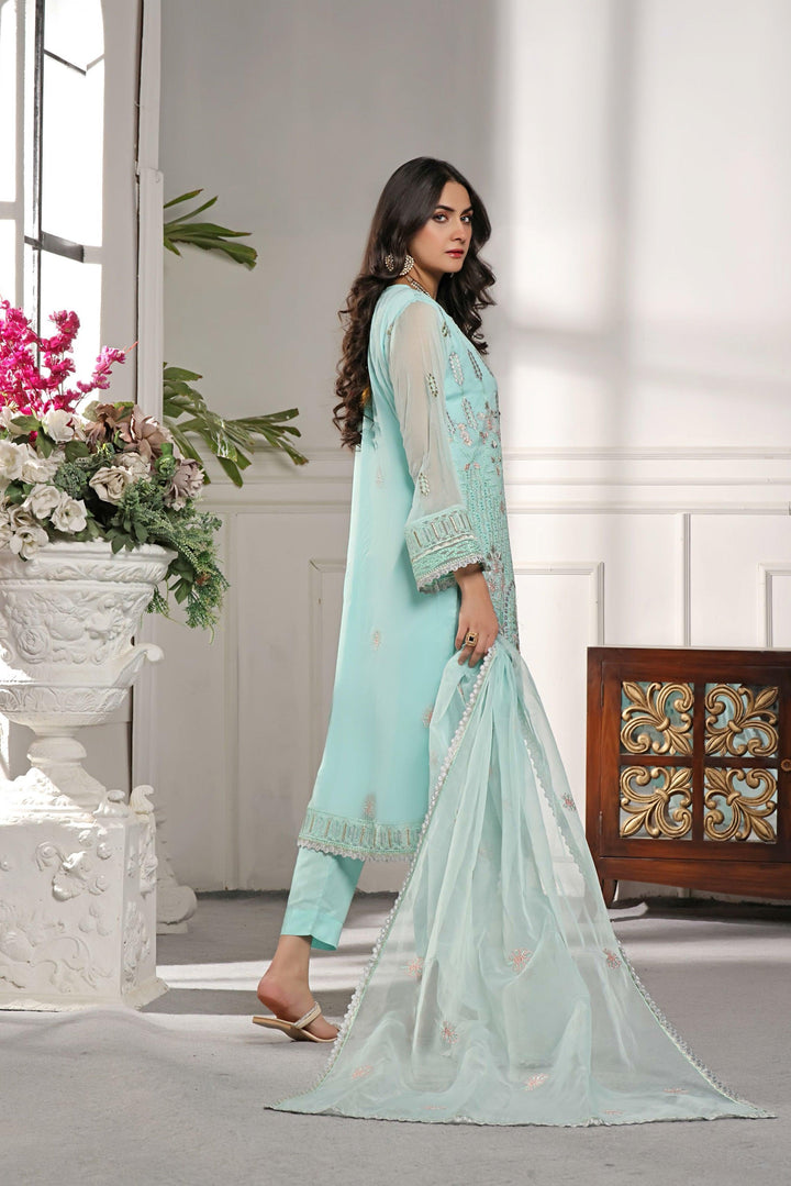 3 PIECE - EMBROIDERED CHIFFON SUIT - PAK FABRICS