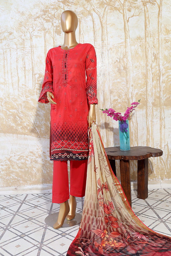 3 PIECE - DIGITAL PRINTED EMBROIDERED LAWN SUIT - PAK FABRICS