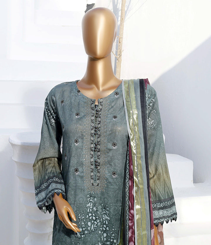 3 PIECE - DIGITAL PRINTED EMBROIDERED LAWN SUIT - PAK FABRICS