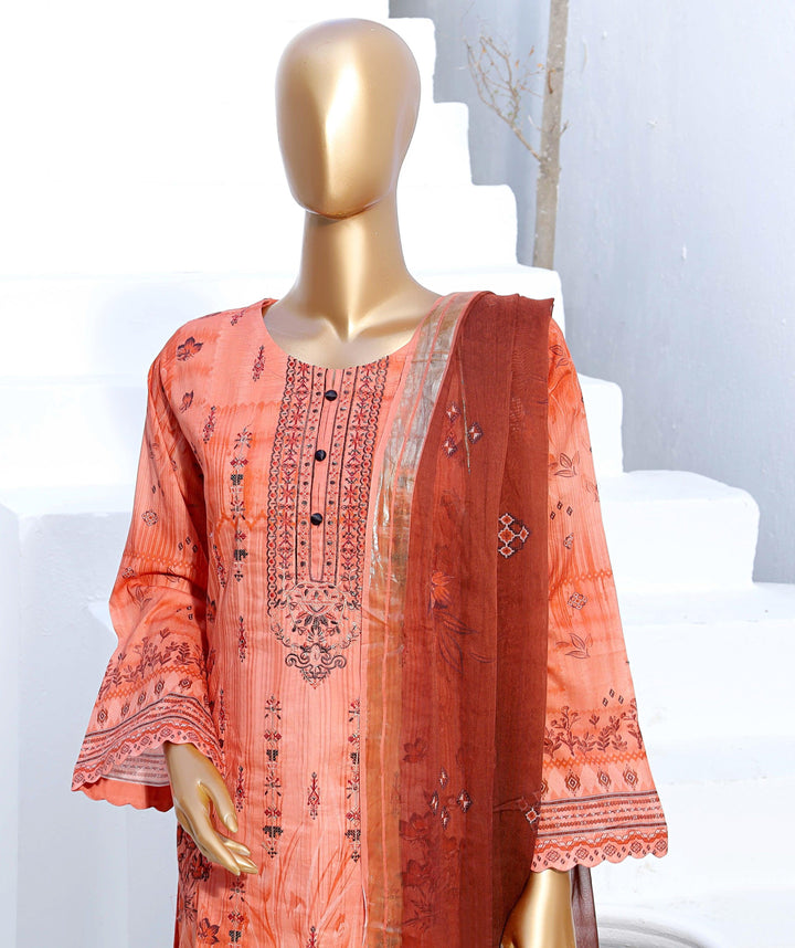 3 PIECE - DIGITAL PRINTED EMBROIDERED LAWN SUIT - PAK FABRICS