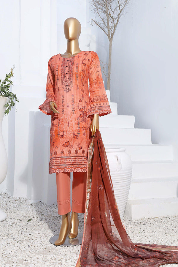 3 PIECE - DIGITAL PRINTED EMBROIDERED LAWN SUIT - PAK FABRICS