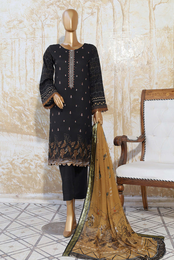 3 PIECE - DIGITAL PRINTED EMBROIDERED LAWN SUIT - PAK FABRICS