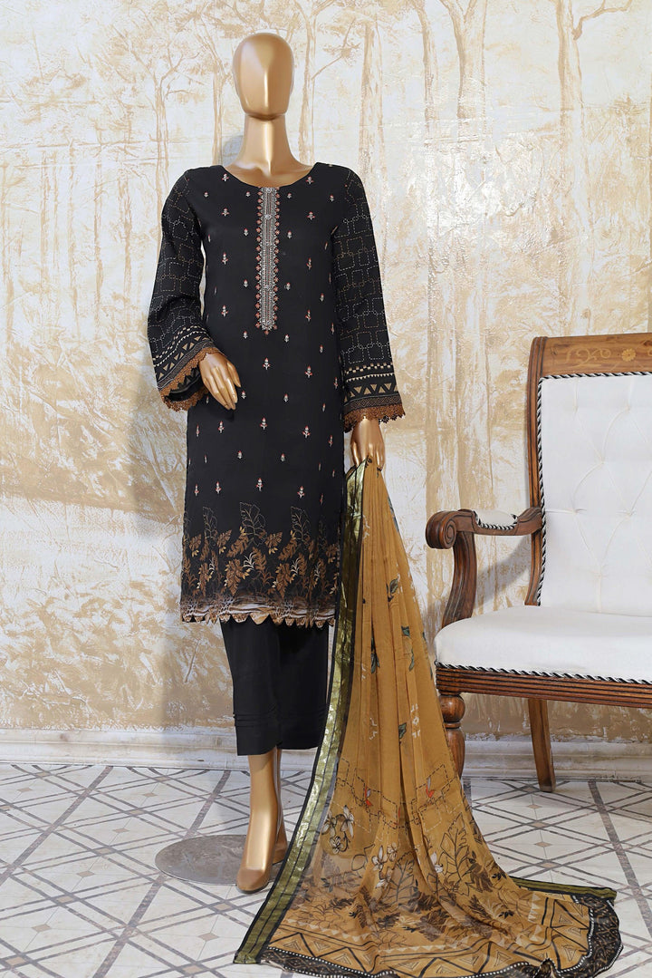 3 PIECE - DIGITAL PRINTED EMBROIDERED LAWN SUIT - PAK FABRICS