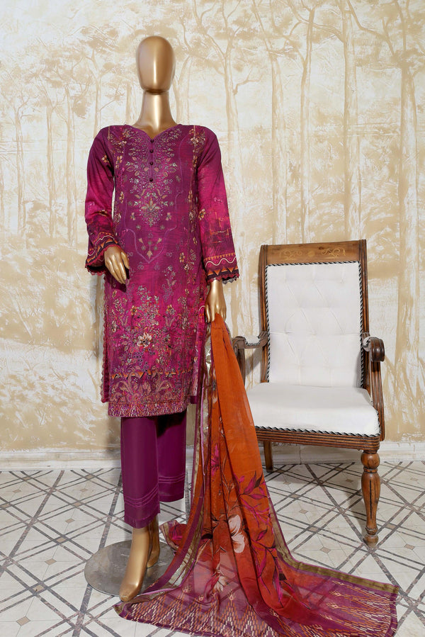 3 PIECE - DIGITAL PRINTED CHIKANKARI LAWN SUIT - PAK FABRICS