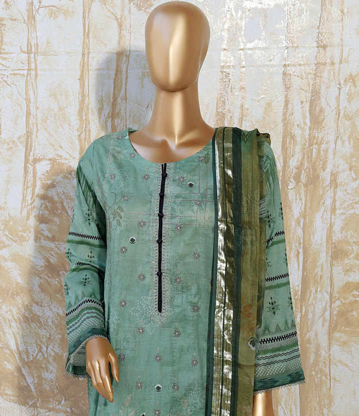 3 PIECE - DIGITAL PRINTED CHIKANKARI LAWN SUIT - PAK FABRICS
