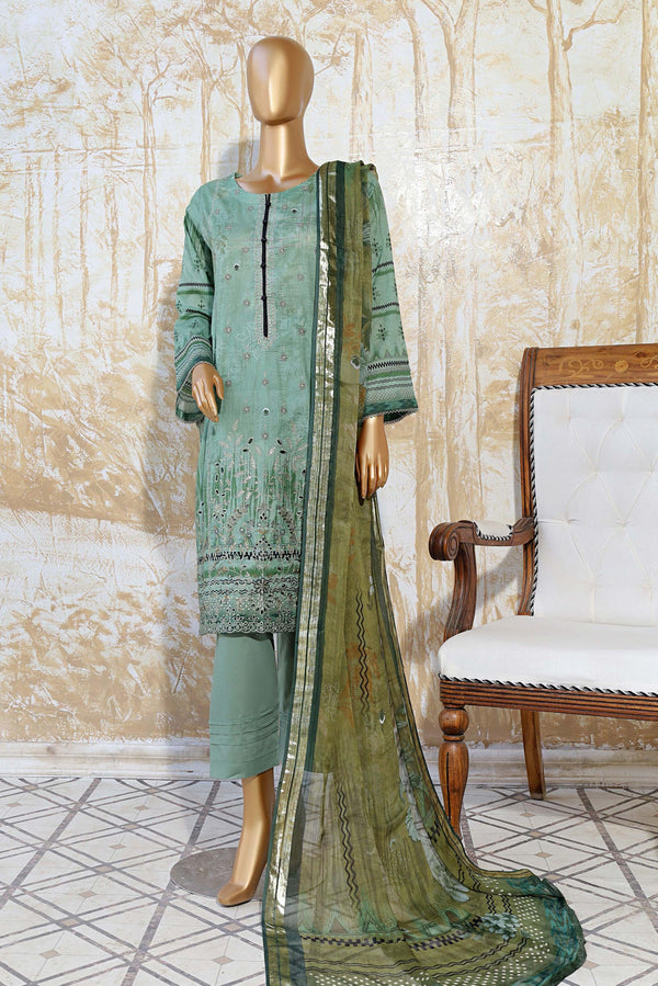 3 PIECE - DIGITAL PRINTED CHIKANKARI LAWN SUIT - PAK FABRICS