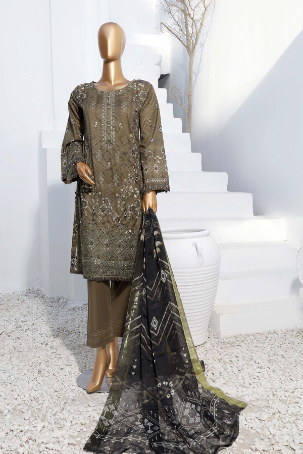3 PIECE - DIGITAL PRINTED CHIKANKARI LAWN SUIT - PAK FABRICS